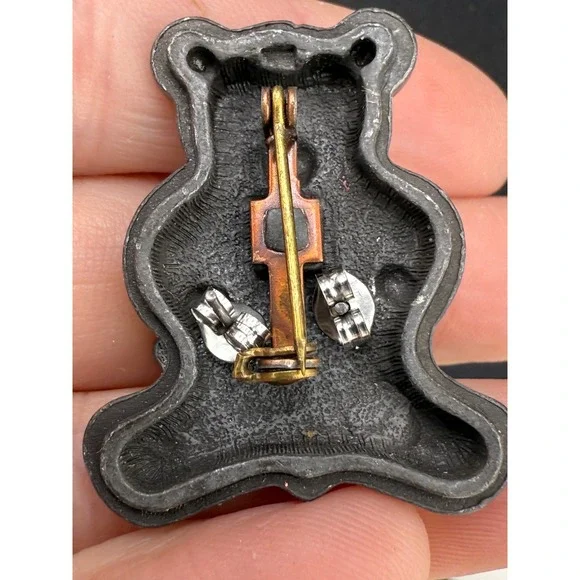 Vintage Pewter Brooch With Matching Pierced‎ Earrings Lot One Trinket Box Mouse - Picture 3 of 16